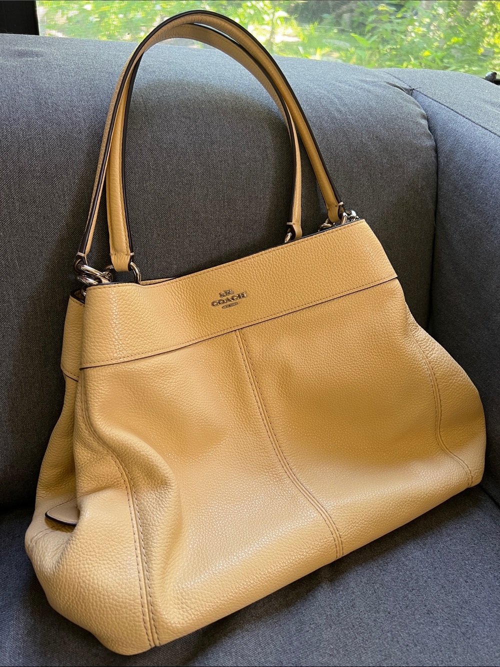 Coach Lexi Pale Yellow Pebbled Leather Purse Shoulder Bag